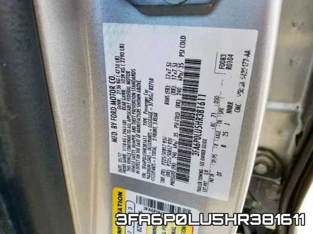 3FA6P0LU5HR381611 фото 2