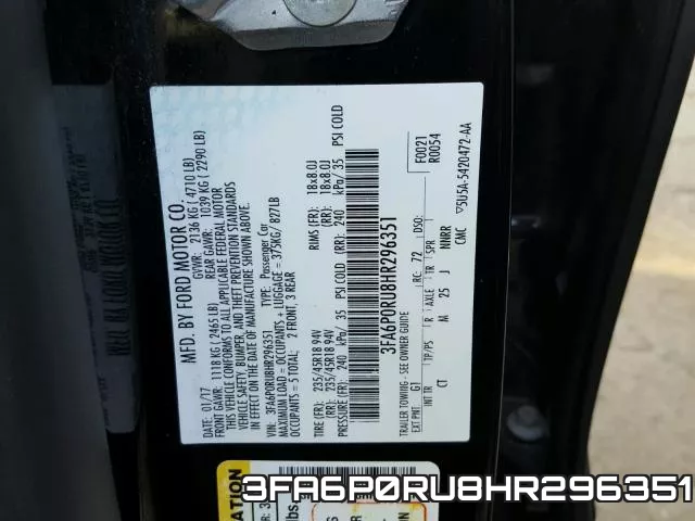 3FA6P0RU8HR296351 фото 2