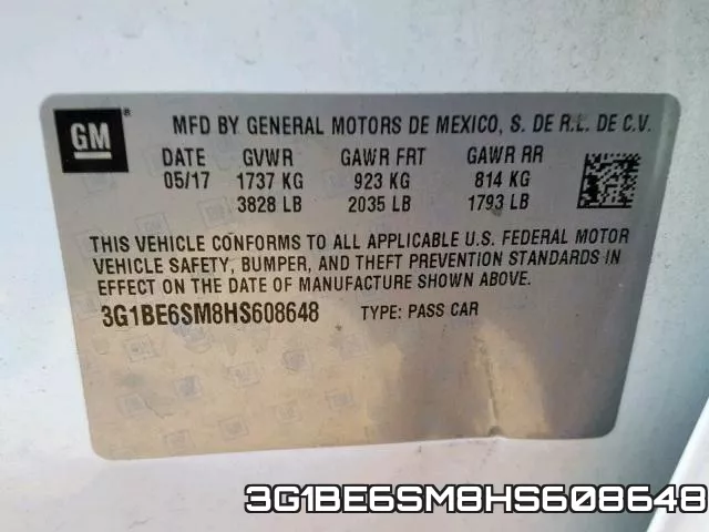 3G1BE6SM8HS608648 фото 2