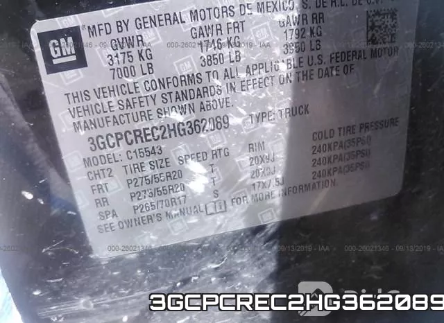 3GCPCREC2HG362089 фото 10