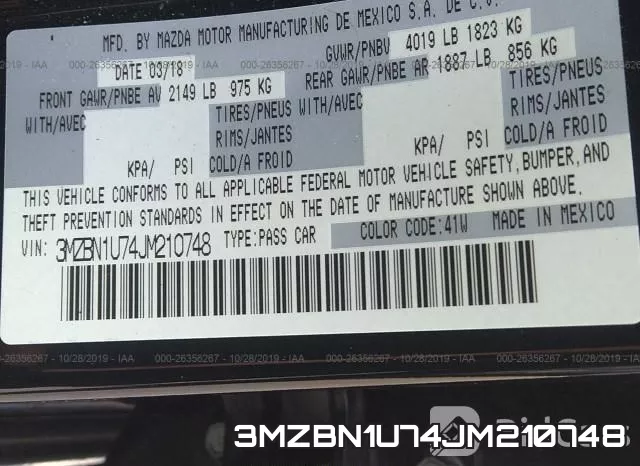 3MZBN1U74JM210748 фото 10