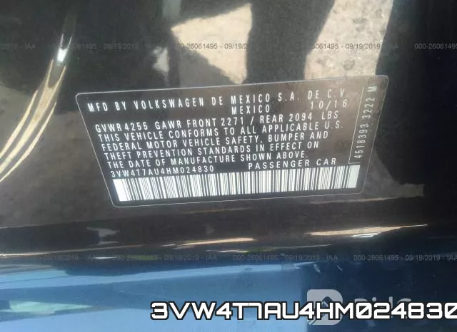 3VW4T7AU4HM024830 фото 10