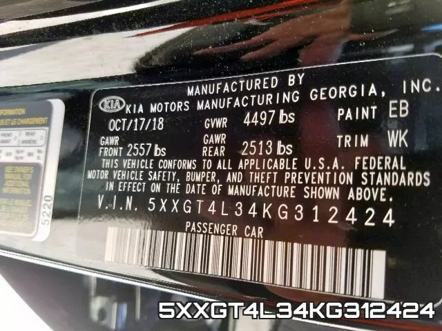 5XXGT4L34KG312424 фото 2