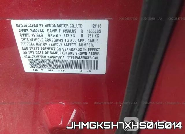 JHMGK5H7XHS015014 фото 10
