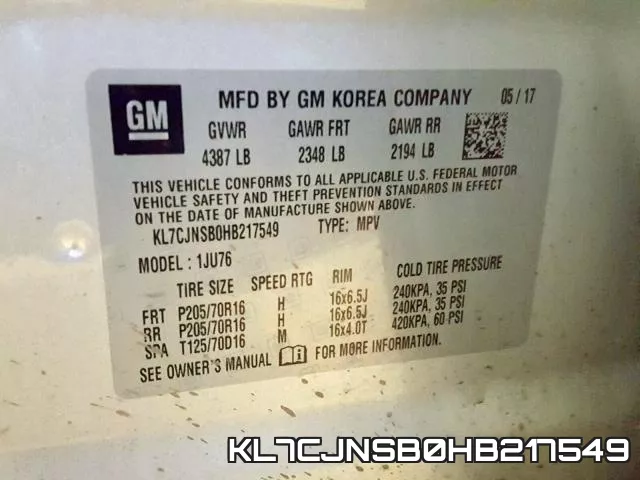KL7CJNSB0HB217549 фото 2