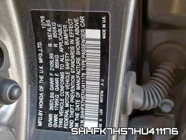SHHFK7H57HU411176 фото 2