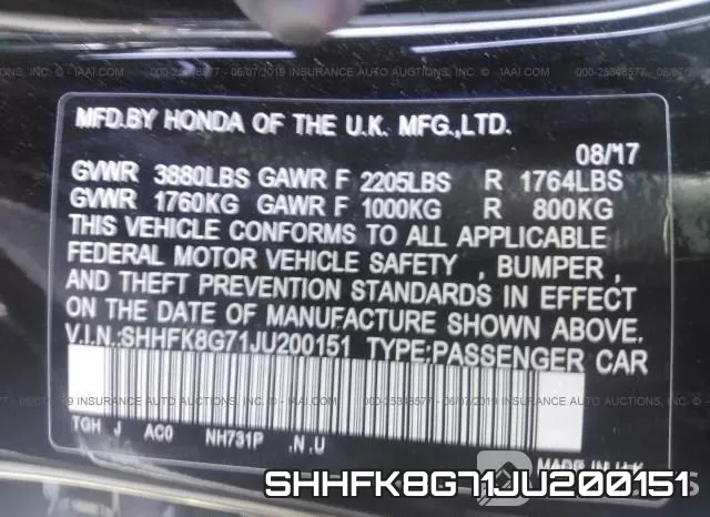 SHHFK8G71JU200151 фото 10