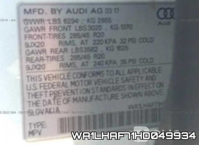 WA1LHAF71HD049934 фото 10