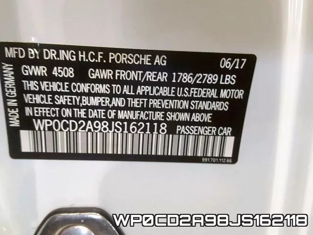 WP0CD2A98JS162118 фото 2