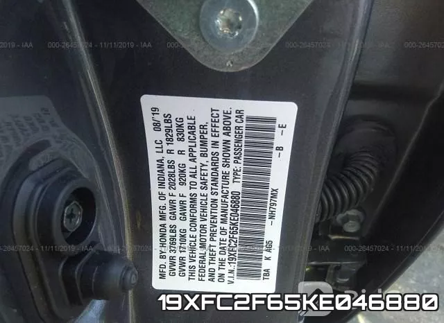19XFC2F65KE046880 фото 9