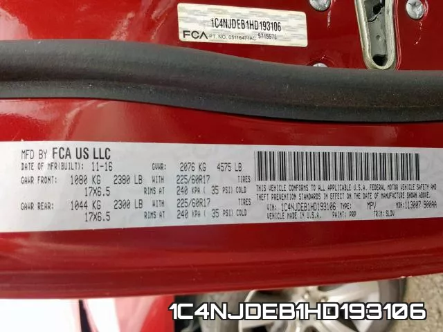 1C4NJDEB1HD193106 фото 2