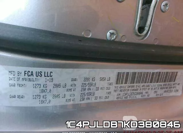 1C4PJLDB7KD380846 фото 4