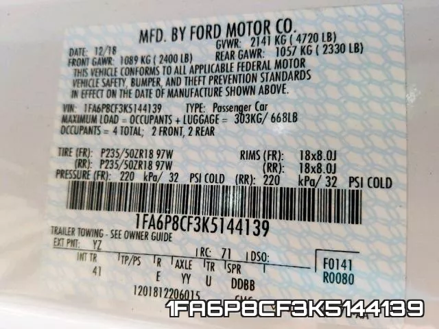 1FA6P8CF3K5144139 фото 2