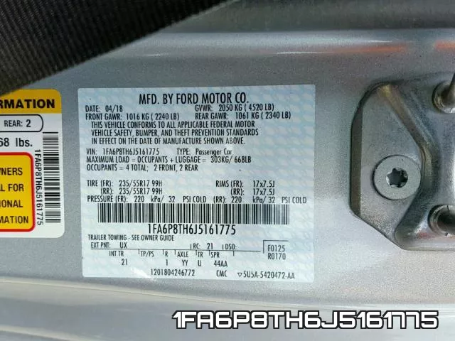 1FA6P8TH6J5161775 фото 2
