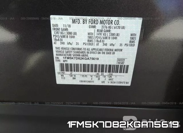 1FM5K7D82KGA75619 фото 10