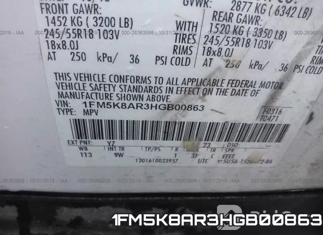 1FM5K8AR3HGB00863 фото 10