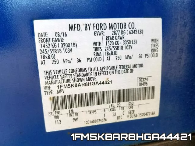 1FM5K8AR8HGA44421 фото 2