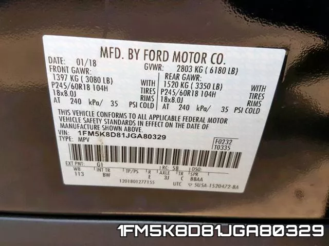 1FM5K8D81JGA80329 фото 2