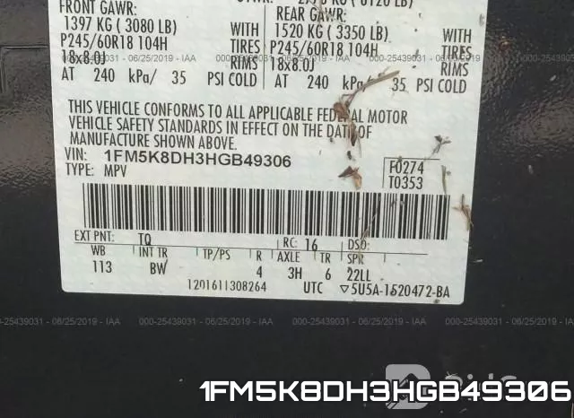 1FM5K8DH3HGB49306 фото 10