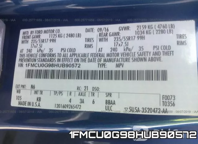 1FMCU0G98HUB90572 фото 10