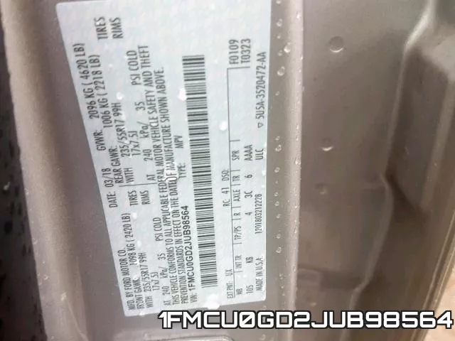 1FMCU0GD2JUB98564 фото 2