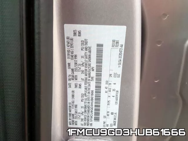 1FMCU9GD3HUB61666 фото 2