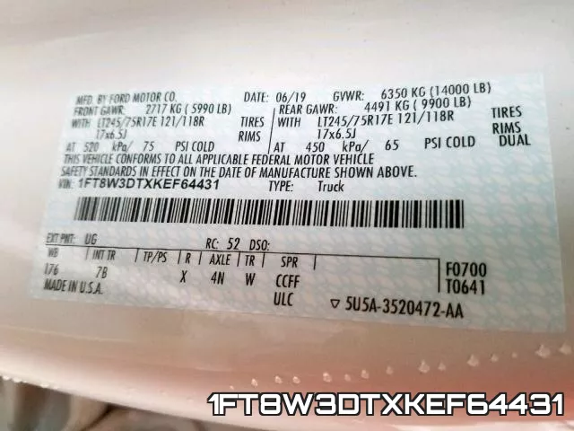 1FT8W3DTXKEF64431 фото 2