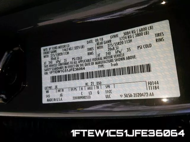 1FTEW1C51JFE36064 фото 2