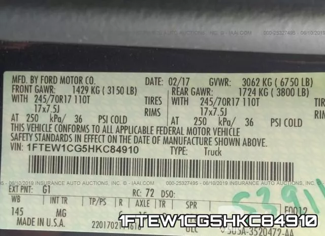 1FTEW1CG5HKC84910 фото 10