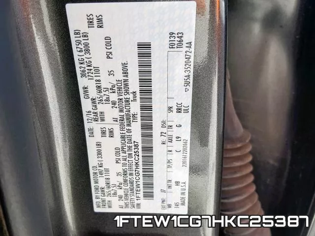 1FTEW1CG7HKC25387 фото 2