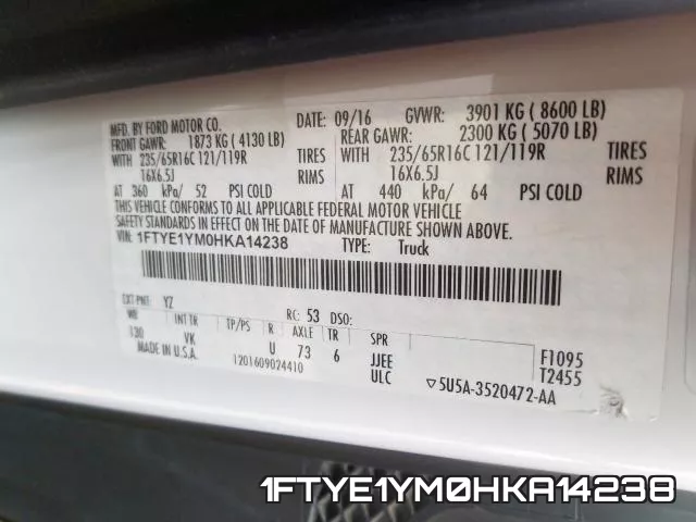 1FTYE1YM0HKA14238 фото 2