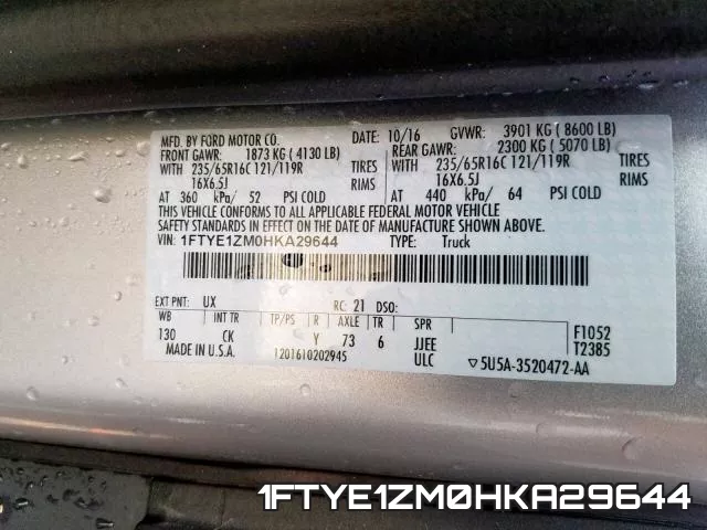 1FTYE1ZM0HKA29644 фото 2