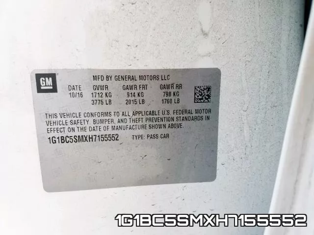 1G1BC5SMXH7155552 фото 2