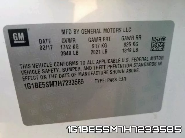 1G1BE5SM7H7233585 фото 2