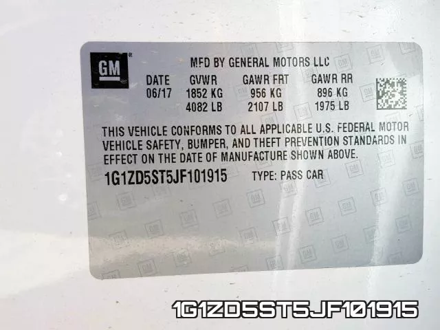 1G1ZD5ST5JF101915 фото 2