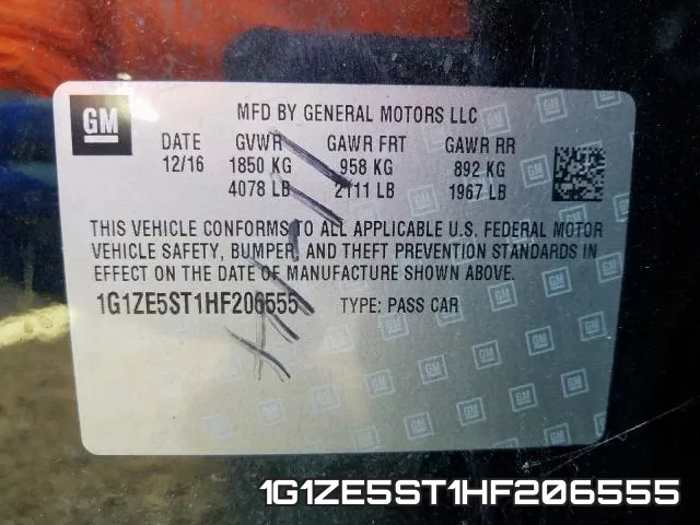 1G1ZE5ST1HF206555 фото 2