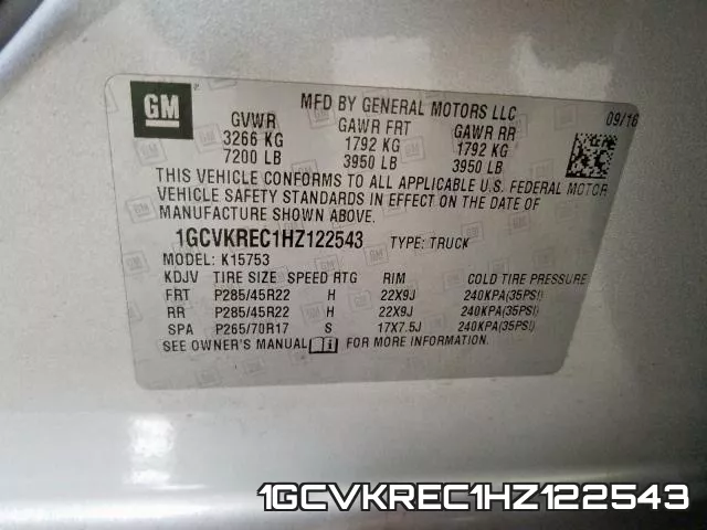 1GCVKREC1HZ122543 фото 2