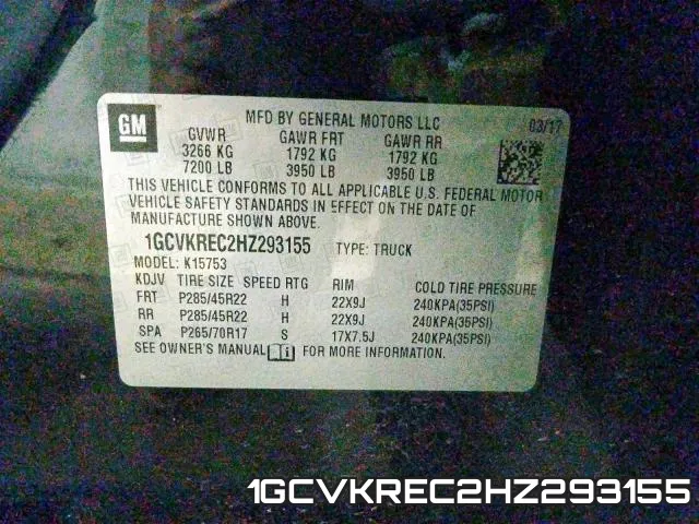 1GCVKREC2HZ293155 фото 2