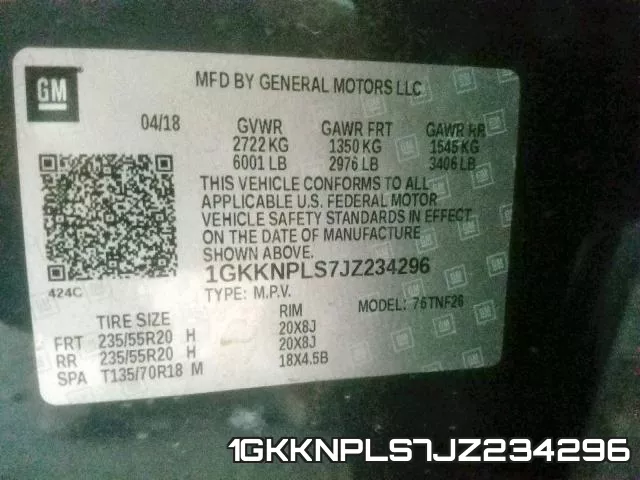 1GKKNPLS7JZ234296 фото 2