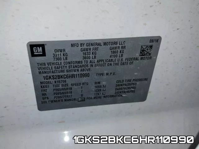 1GKS2BKC6HR110990 фото 2