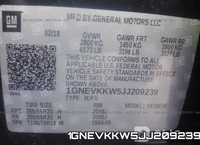 1GNEVKKW5JJ209239 фото 10