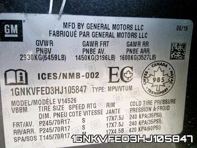 1GNKVFED3HJ105847 фото 2