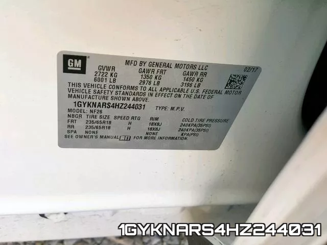 1GYKNARS4HZ244031 фото 2