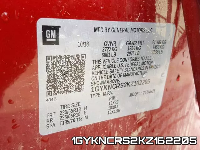 1GYKNCRS2KZ162205 фото 2