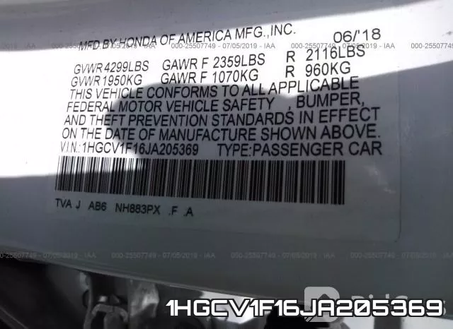 1HGCV1F16JA205369 фото 10
