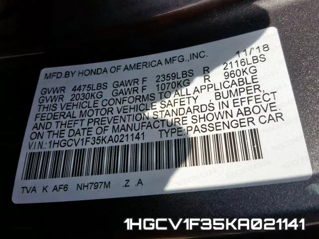 1HGCV1F35KA021141 фото 2