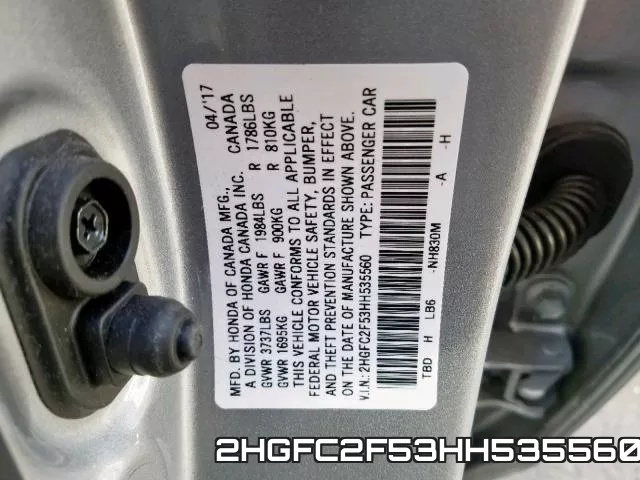 2HGFC2F53HH535560 фото 2