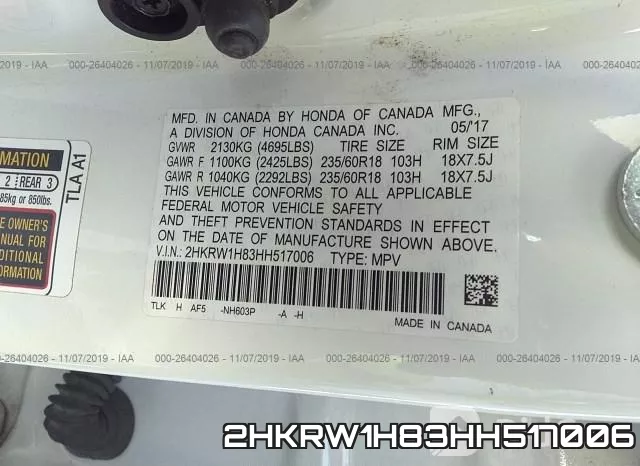 2HKRW1H83HH517006 фото 10