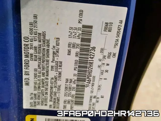 3FA6P0HD2HR142736 фото 2