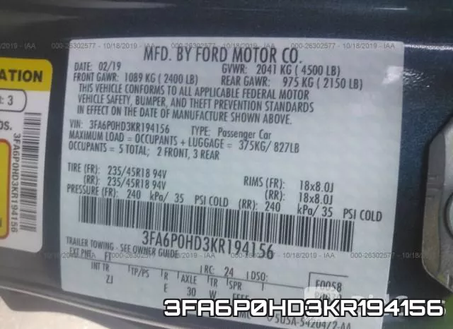 3FA6P0HD3KR194156 фото 9